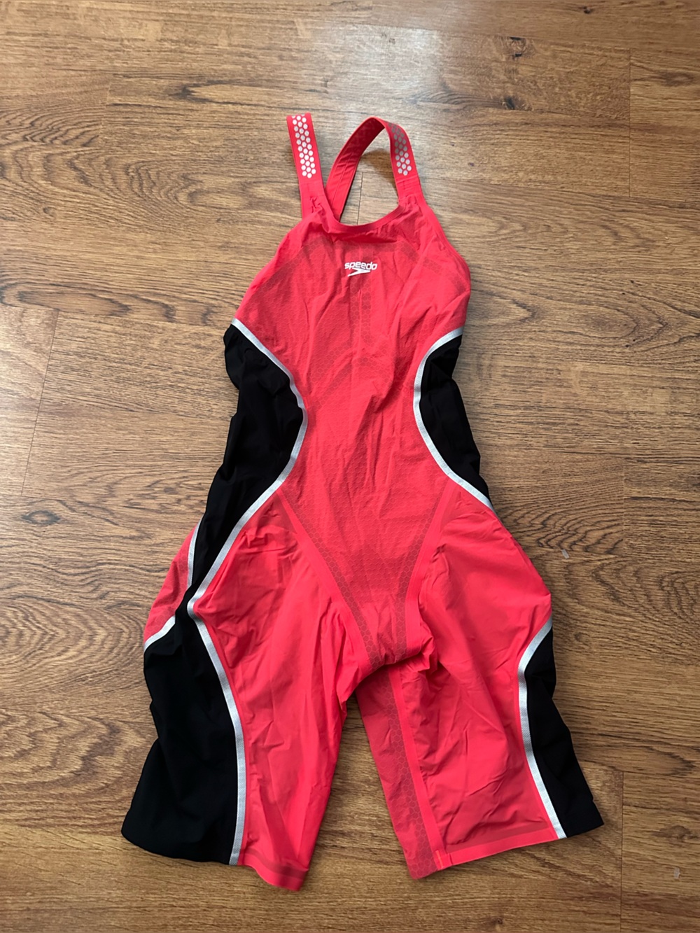 Speedo Red and Black Performance One-Piece Swimsuit fast skin open back size 25